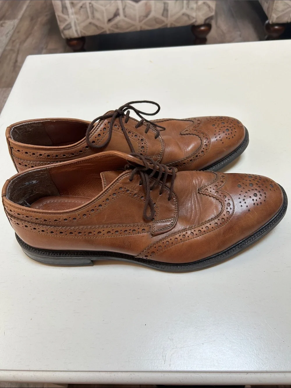 Stafford Brown Leather Wingtip Oxfords